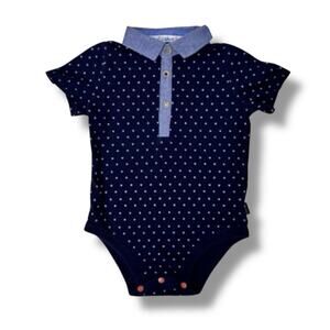 Baker by Ted Baker Bodysuit Infant 6–12M Navy Sailboat Print Chambray Collar